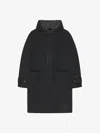 Givenchy Wool Hooded Coat In Dark Grey/grey