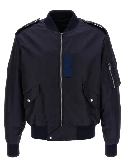 Givenchy Navy Blue Nylon Bomber Jacket In Black