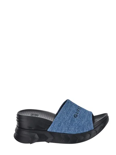 Givenchy Marshmallow Denim Platform Sandals In Blue