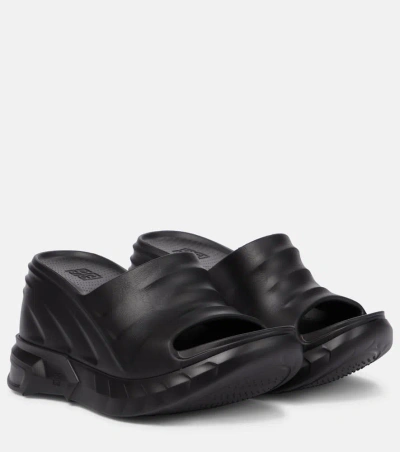 Givenchy Womens Black Marshmallow Rubber Wedge Sandals