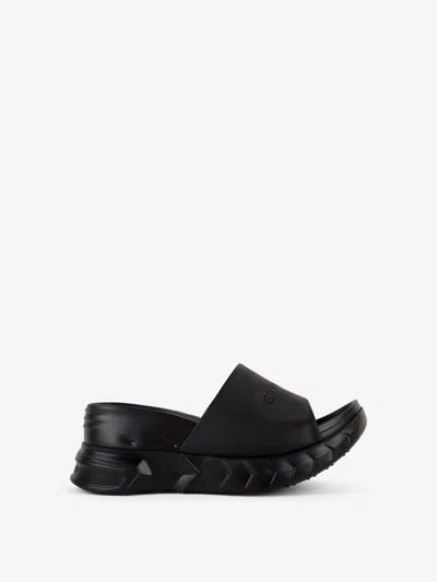 Givenchy Marshmallow Wedge Mules In Leather In Black