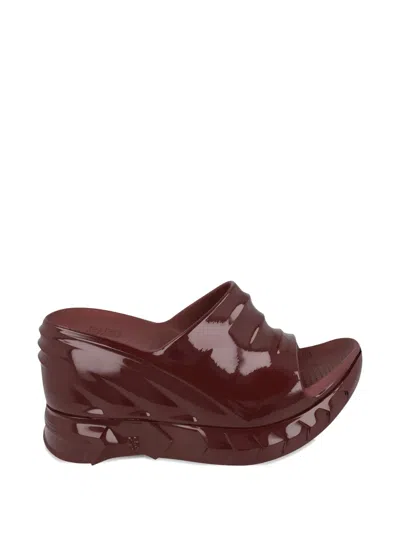 Givenchy Marshmallow Wedge Slide Oxblood Red Sandals