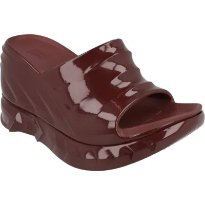 Givenchy Marshmallow Wedge Slide Sandal In Burgundy