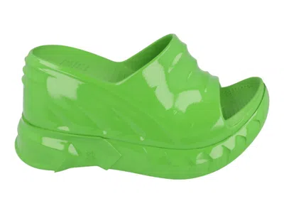 Pre-owned Givenchy Marshmallow Wedge Slides (women's) Sneakers In Absynthe Green