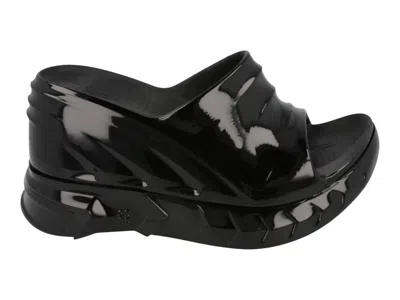 Pre-owned Givenchy Marshmallow Wedge Slides (women's) Sneakers In Black