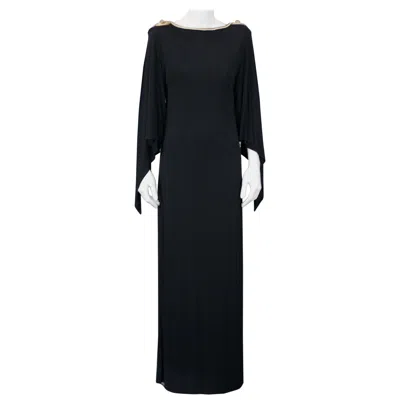 Pre-owned Givenchy Matte Jersey Gold Soutache Gown In Black
