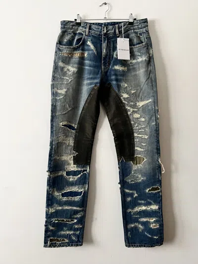 Pre-owned Givenchy Matthew Williams Jeans Distressed Moleskin In Blue