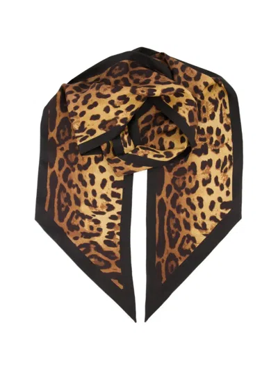 Givenchy Maxi Leopard-print Silk Bandeau Scarf In Metallic