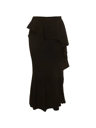 Pre-owned Givenchy Maxi Ruffle Overlay Skirt In Black