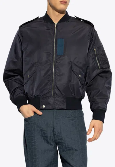 Givenchy Medallion Embroidered Bomber Jacket In Blue
