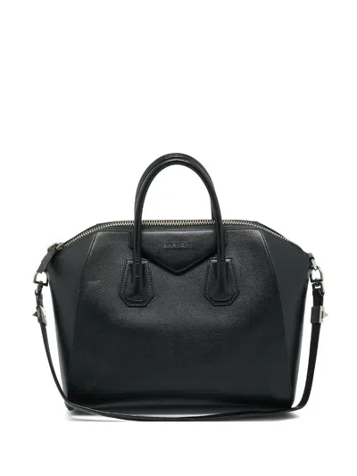 Pre-owned Givenchy Medium Antigona Leather Tote Bag In Black
