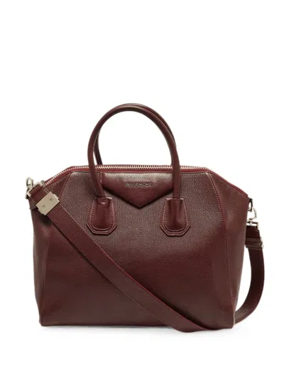 Pre-owned Givenchy Medium Antigona Leather Tote Bag In Red