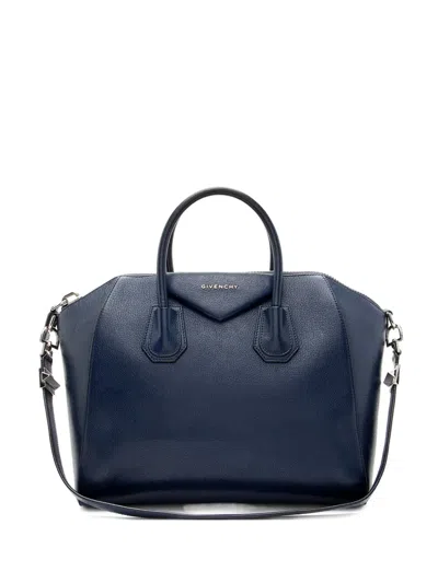 Pre-owned Givenchy Medium Antigona Tote Bag In Blue
