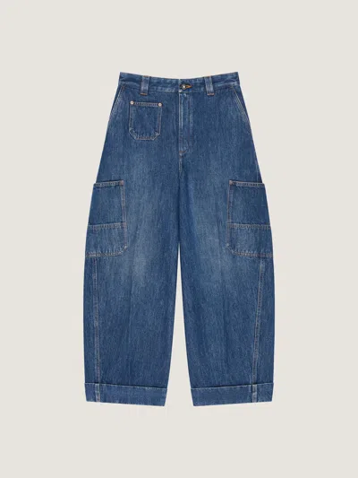 Givenchy Medium Blue Cropped Cocoon Cargo Jeans