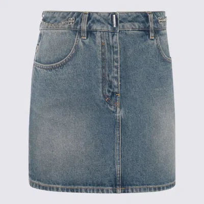 Givenchy 4g-motif Chain-detailed Denim Miniskirt In Clear Blue