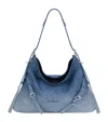 Givenchy Medium Denim Floral-embroidered Voyou Shoulder Bag