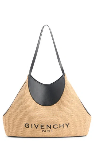 Givenchy Medium Facet Straw & Leather Tote In Neutral