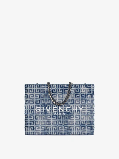 Givenchy Medium G-tote Shopping Bag In 4g Denim With Chain In Multicolor