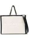 Givenchy Medium G Tote Shopping Bag In Canvas And Leather In Neutrals
