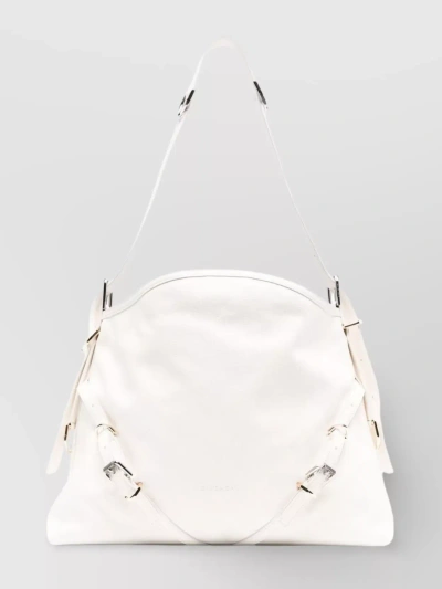 Givenchy Medium Leather Shoulder Bag With Adjustable Strap In White