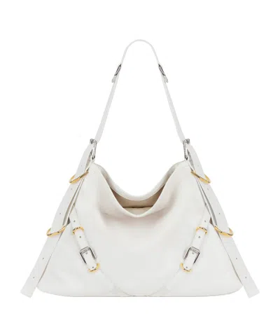 Givenchy Voyou Medium Leather Shoulder Bag In Ivory