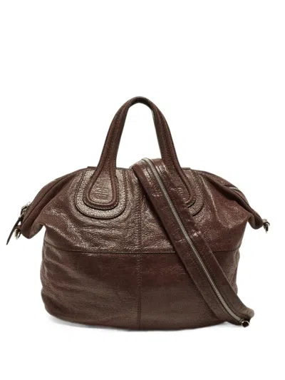 Pre-owned Givenchy Medium Nightingale Crackled-effect Tote Bag In Brown