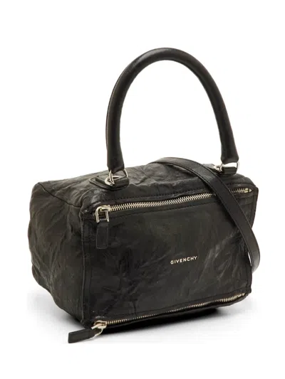 Pre-owned Givenchy Medium Pandora Crinkled-leather Tote Bag In Black