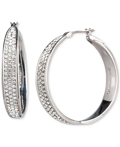 Givenchy Medium Pave Hoop Earrings, 1.26" In Crystal Wh