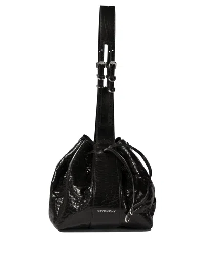 Givenchy Medium Pumpkin Shoulder Handbag In Craquelé Patent Leather In Black