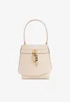 Givenchy Medium Shark Lock Leather Bucket Bag In Beige