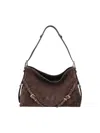 Givenchy Womens Ebony Brown Silver Voyou Medium Suede Shoulder Bag In Brown