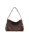 Givenchy Womens Ebony Brown Silver Voyou Medium Suede Shoulder Bag In Brown