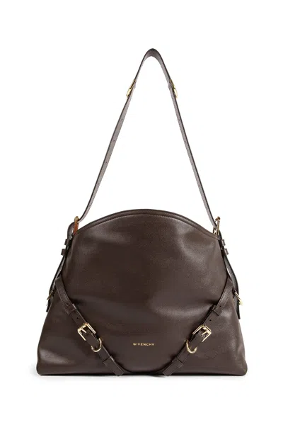 Givenchy Medium Voyou Calfskin Shoulder Bag With Buckle Fastening In Brown
