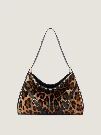 Givenchy Medium Voyou Bag In Leopard Print Leather In Multi