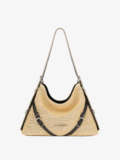 Givenchy Medium Voyou Bag In Raffia In Black