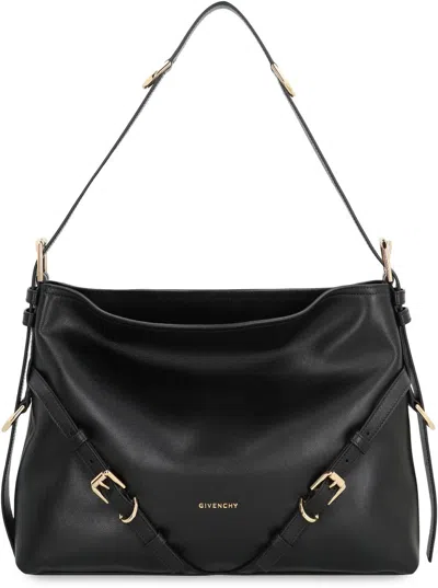 Givenchy Voyou Medium Leather Shoulder Bag In Black