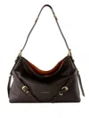 Givenchy Medium Voyou Calfskin Shoulder Bag With Buckle Fastening In Brown