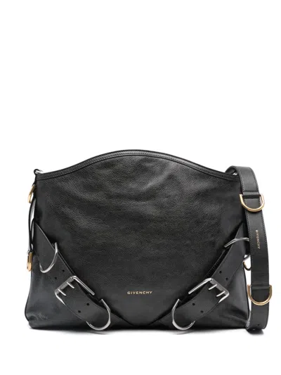 Givenchy Medium Voyou Buckle Shoulder Bag In Tumbled Leather In Black