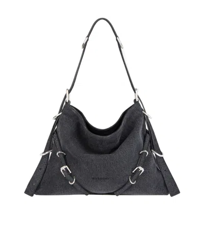 Givenchy Medium Voyou Denim Shoulder Bag In Black