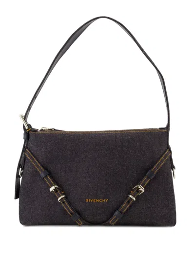 Givenchy Medium Voyou Denim Shoulder Bag In Black