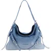 Givenchy Medium Voyou Faded Denim Hobo Bag In 420-medium Blue