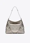 Givenchy Medium Voyou Laminated Leather Shoulder Bag In Metal