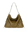 Givenchy Voyou Medium Shoulder Bag In Tumbled Leather In Deep Khaki