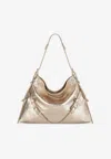 Givenchy Medium Voyou Metallic Leather Hobo Bag In Gold