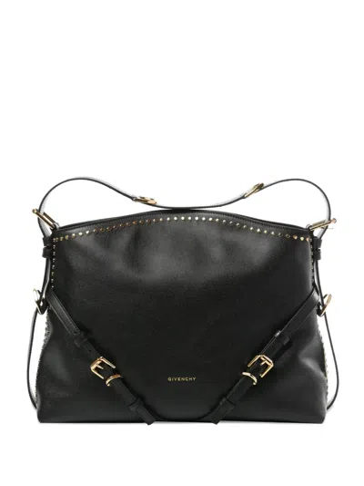 Givenchy Medium Voyou Studded Buckle Shoulder Bag In Black
