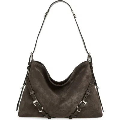 Givenchy Voyou Medium Buckled Suede Shoulder Bag In Brown