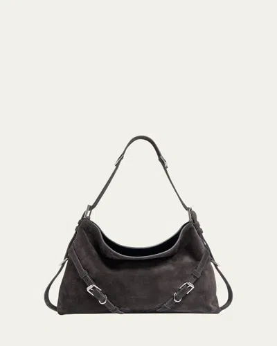 Givenchy Medium Voyou Suede Hobo Bag In Gray