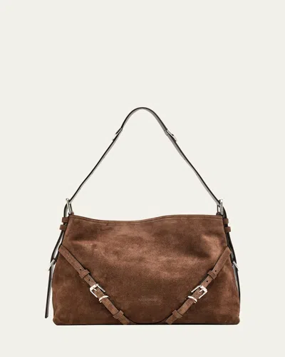 Givenchy Medium Voyou Suede Shoulder Bag In Ebony Brown