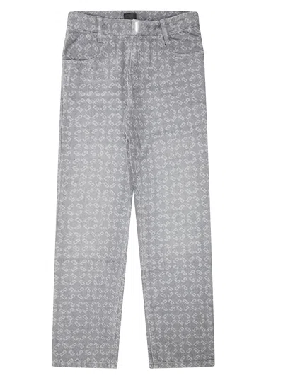 Givenchy Medium Wash Logo Pocket Jeans In Gray