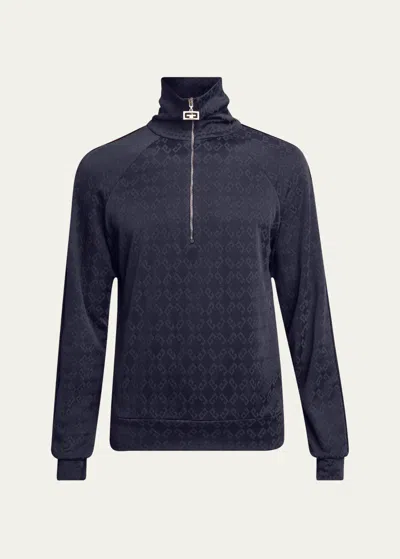 Givenchy Men's 2g Half-zip Jersey Track Shirt In Dark Blue